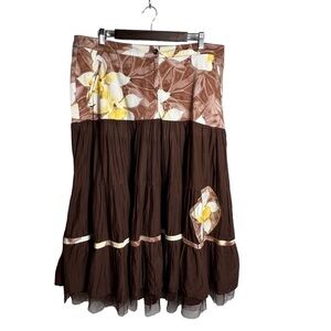 Additions by Chico's Maxi Skirt Chico's 3 US 16 Boho Peasant Chiffon Hem Floral